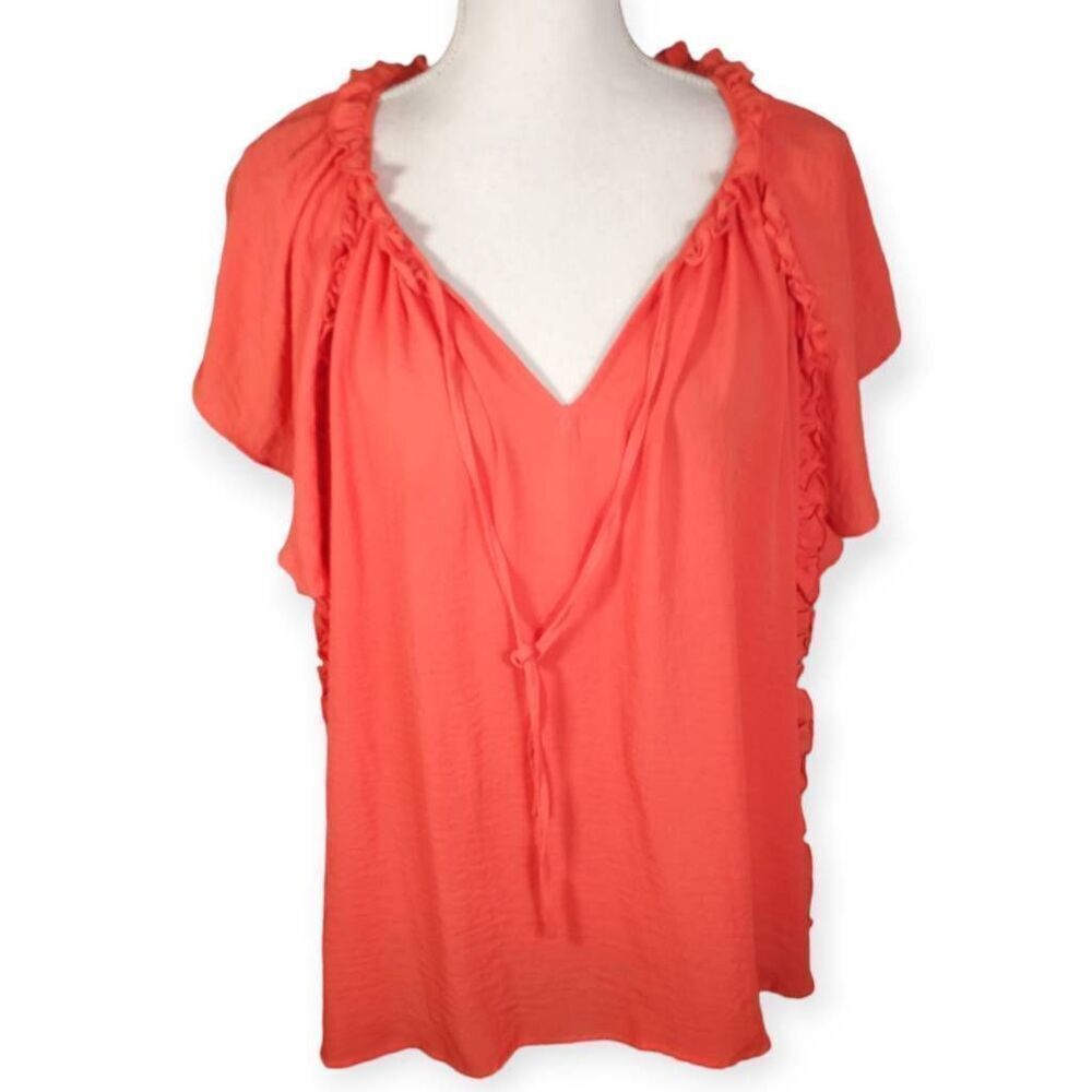 WORTHINGTON PEACH/ORANGE BLOUSE SZ.L EUC